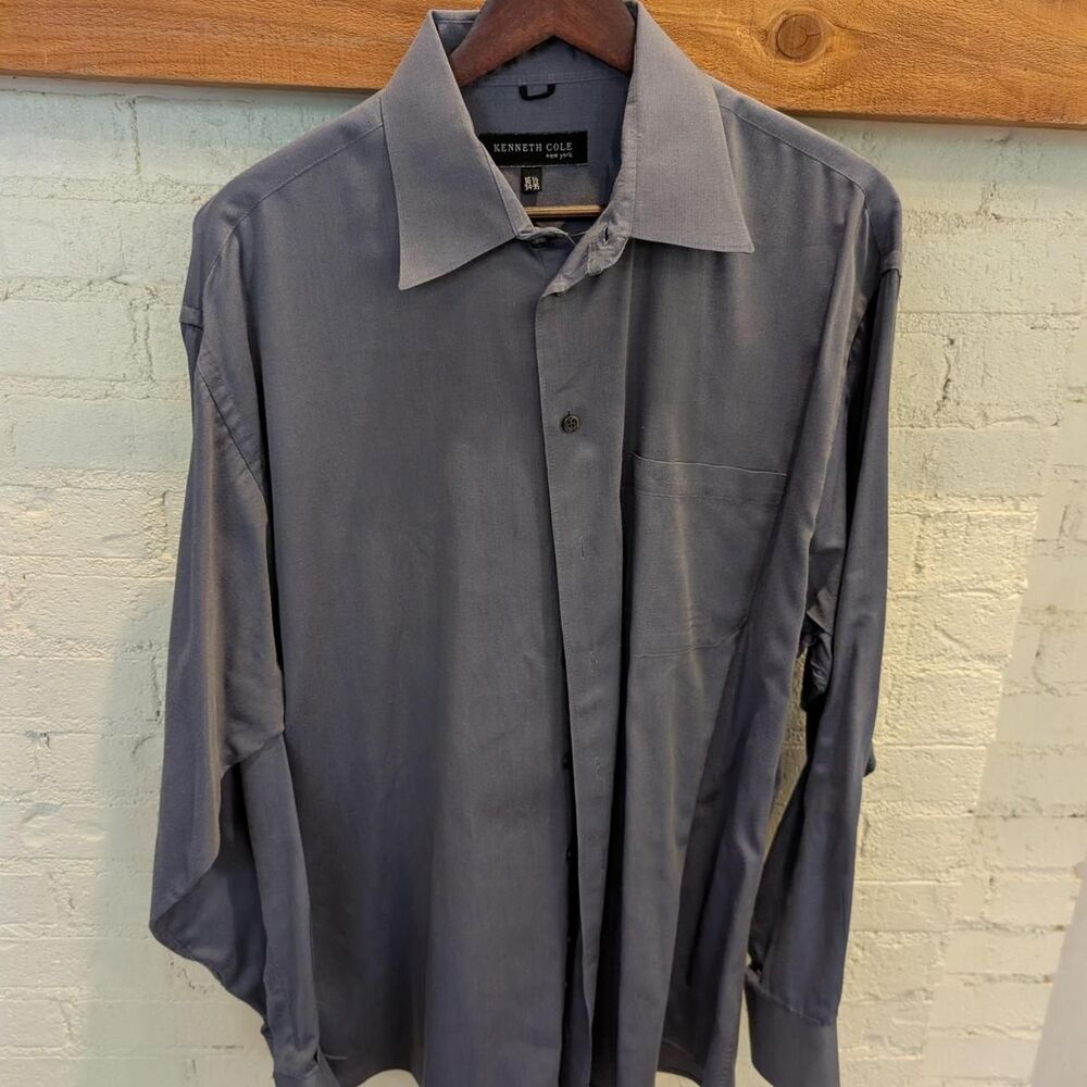 Kenneth Cole Dark Blue/Navy Button Up Dress Shirt